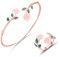 XFSRG Bijoux Femme Rose Ensemble Bracelet et Bague Ensemble 2 Pièces Bracelet, Bague en Acier Inoxydable, Parures Cadeau pour Anniversaire, Saint-Valentin(rose)