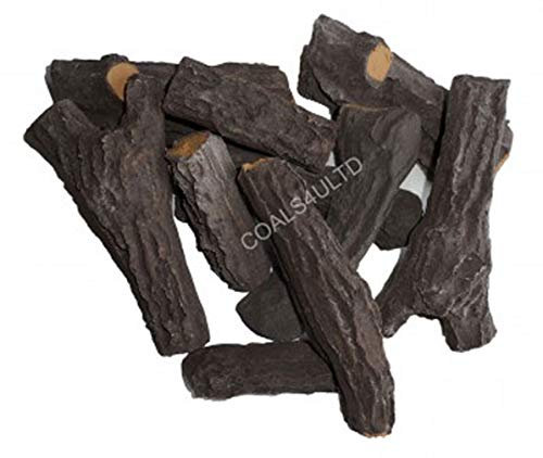 The Stove Wizard 10-Piece Ceramic Coal Fire Log Set Hand Painted HD Replacements for LPG Bio Ethanol Gas Fires Electric Fires Realistic Wood Effect UK Made Mixed Sizes up to 200mm