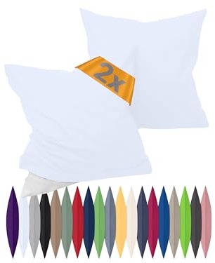 npluseins Renforcé-Kissenbezüge im Doppelpack - 100% Baumwolle - schlicht und edel 698.898, 80 x 80 cm, weiß