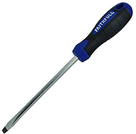 Faithfull Flared Screwdriver, Soft-Grip Handle, Chrome Vanadium Steel Blade with Magnetic Tip - 6.5mm x 125mm