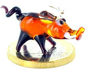 Wildschwein Miniatur - Mini Figur Schweinchen aus Glas - Setzkasten Vitrine Deko Glasfigur Wild Glastier Glücksbringer