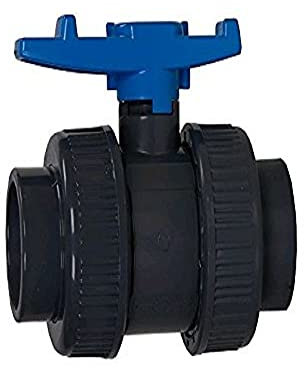 Aquaforte PVC Kugelhahn mit beidseitigen Überwurf Econo-Line, Klebeanschluß für Ø 50 mm (Außendurchmesser) Rohre