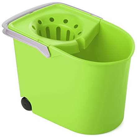 Tatay Cubo de Fregona con Ruedas, de PP, Libre de BPA, Escurridor por Presión, con Asas. Fabricado en España. Color Lima