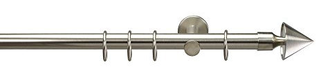 Liedeco Gardinenstange, Stilgarnitur 20 mm ø | Komplettgarnitur Drehfix Kegel | 200 cm | Edelstahl-Optik