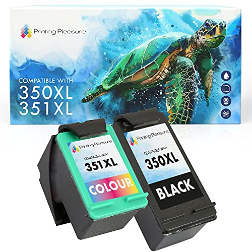 Printing Pleasure 2 XL (FULL SET) Remanufactured Ink Cartridges Replacement for 350XL 351XL Photosmart C4280 C4380 C4480 C4485 C4580 C5280 D5360 Deskjet D4260 D4360 - Black/Colour, High Capacity