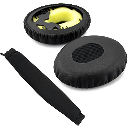 Geekria QuickFit Replacement Earpad and Headband Cover Set Compatible with Bose QC3 ON EAR Headphone, Repair Parts (Black)