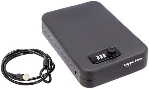 Amazon Basics Cassetta di sicurezza portatile, con serratura a combinazione, per documenti e gioielli, grande, nero