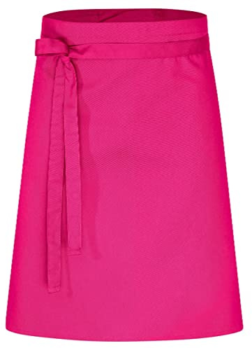 DESERMO Grembiule professionale di alta qualità, 60 x 80 cm (lunghezza x larghezza), per uomo e donna – grembiule da cucina in misto cotone – grembiule con ampia scelta di colori, fucsia, 5er Set
