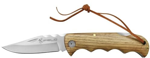 iFIELD EL29036 Coltello da caccia pieghevole Bushcraft Sopravvivenza Escursionismo Campeggio, lama in acciaio inox con manico in legno, Made in Albacete (Spagna)