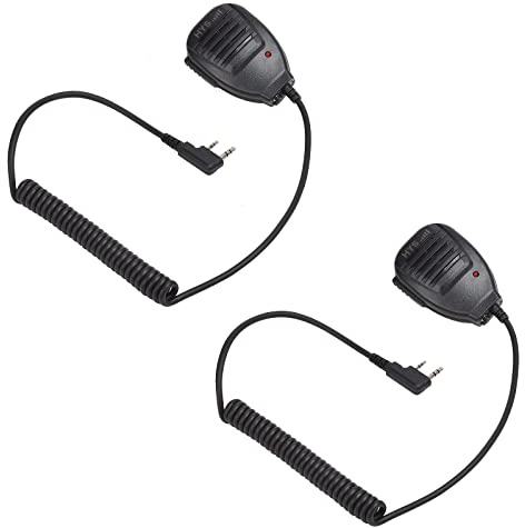 HYS Walkie-Talkie Handheld Speaker Mic, Shoulder Microphone PTT for BaoFeng UV-5R 5RA 5RB 5RC 5RD 5RE 5REPLUS 3R+ Kenwood Retevis Two Way Radio Accessories (2 Pack)