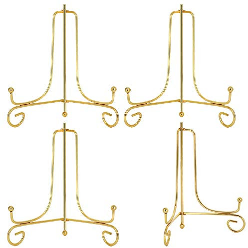 6 Inch Gold Iron Plate stand Holder Easel Display stand for Plate,Picture,Photo and more,4pcs.