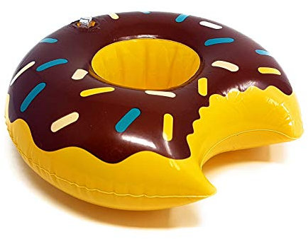 Inflatable Drink Holder - Holds Cups, Cans or Water Bottles! [Chocolate Donut]