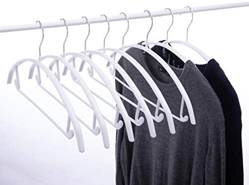 Cocomaya Kleiderbügel, 10 Stück, 43cm, ohne Schulterbeulen, rutschfeste Gummierung, Kontur, Metall, für Pullover, Anzugbügel mit Hosensteg