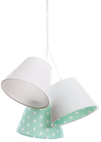 Licht-Erlebnisse Süße Kinderzimmerlampe Weiß Mint Punkte 3x E27 Pendelleuchte Kinderlampe Mädchen Jungen SAMY