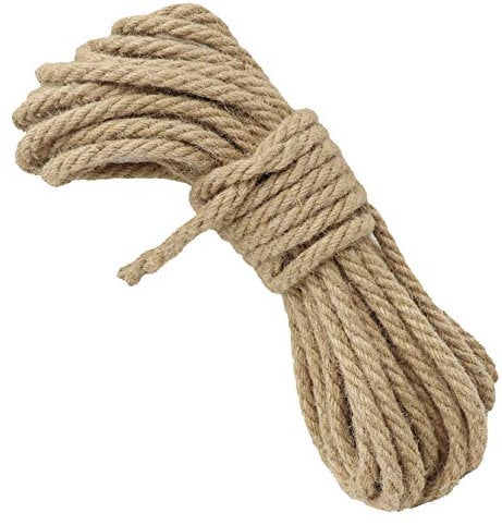 KuTi Kai Multi Functional Hemp Cord Ropes Soft Hemp Cord Ropes 6 mm Braided Cord (Natural-10M(32ft))