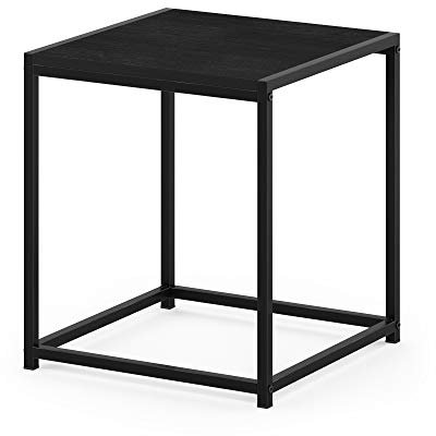 Furinno Camnus Beistelltisch mit 1 Ablagefläche, Holz, Schwarz, 40 x 40 x 45.29 cm