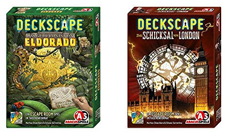 ABACUSSPIELE 38183 - Deckscape - Das Geheimnis von Eldorado, Escape Room Spiel, Kartenspiel & 38173 - Deckscape – Das Schicksal von London, Escape Room Spiel, Kartenspiel