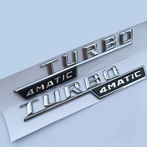 DDDXF Auto Styling Stickerletter Emblem Turbo 4Matic Amg Abzeichen Fender Supercharge Logo Für Mercedes Benz Amg 2014-2016, Silber