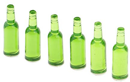 Inzopo 6 Stück modernes Design Küche Miniaturen Dekoration Getränk Wein Saft Grün Bierflaschen für Puppenhaus im Maßstab 1:12