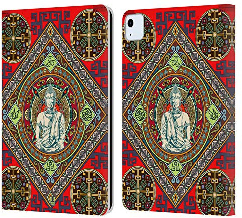 Head Case Designs Buda Patrón de Tibetano Carcasa de Cuero Tipo Libro Compatible con Apple iPad Air 2020/2022