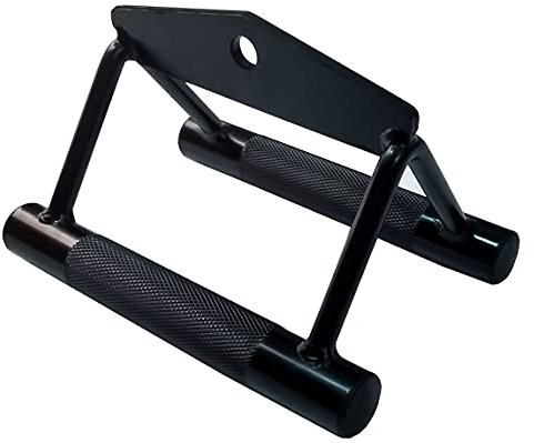 qibylift Deluxe LAT Pull Down Bar Strength Training Double D Handle Tricep V Shaped Press Down Bar with Rubber (Black)
