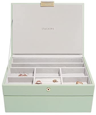 Stackers Sage Green Classic Jewellery Box, Set of 2