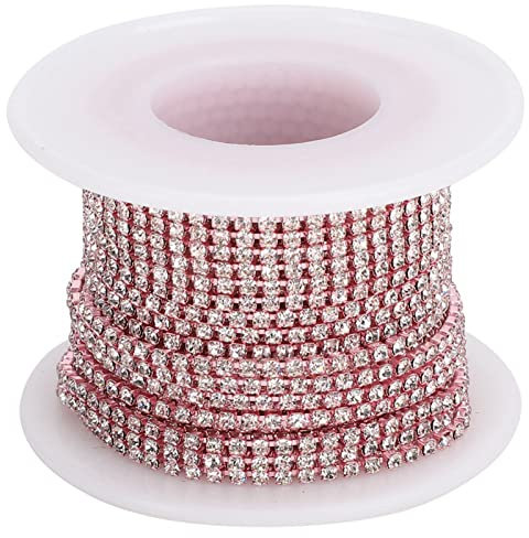 Tissting Kristall Strass Kette, Glänzende DIY Kristallglas-Kette mit 10 Metern Länge für Schmuck, Kleidung und Dekoration bei Hochzeiten und Partys