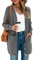 TASAMO Womens Long Cardigans Solid Color Comfy Ribbed Hem Office Work Duster(Small, Gray)