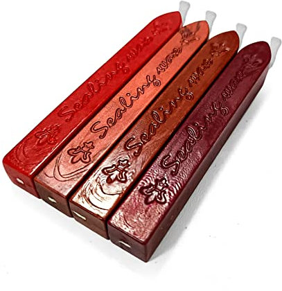 4 Stück Retro Siegelwachs, Siegelwachsstäbe mit Dochten, wachssiegel für Vintage Siegellack Stempel und Brief,Einladungen,Paket (D)