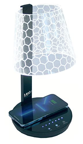 Lampada da Comodino Led con Touch e Ricarica Wireless, Dimmerabile 7 Livelli di Luminosità 7 Colori Progettata in ITALIA - per Studio Lavoro Ufficio Camera da Letto Moderna Multicolore