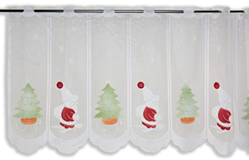 Clever-Kauf-24 Scheibengardine | Weihnachtsbaum | Weihnachtsmann | HxB 50x140cm | Tannenbaum Advent |