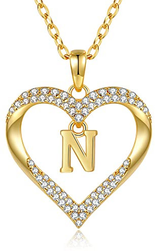 CDE Kette Damen 18K 925 Sterling Silber Halskette Geschenk für Sie Initiale Herz Anhänger Buchstabenkette für Damen A-Z Kette Valentinstag Weihnachten Schmuck Frauen Freundin Teenager