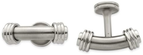 Edward Mirell Manschettenknöpfe, Titan, Laserstruktur, Stahl, poliert, 21 mm, Geschenke für Herren, Metall