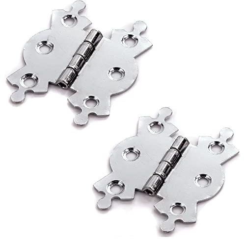Fancy Polished Chrome Butterfly Butt Hinge 50mm/2 Antique Butterfly Design Fancy Cabinet Door Hinge with Matching Screw Decorative Hinges Door Furniture Pack of 2.