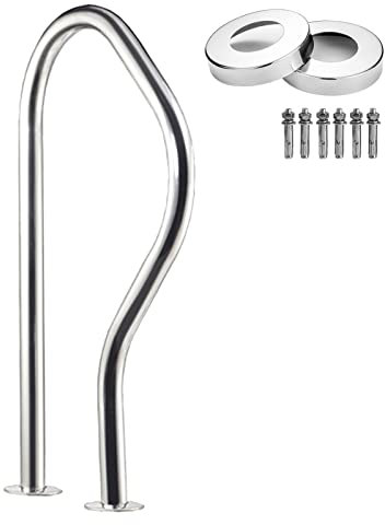 SOYALS 1 Uds pasamanos de Curva de Piscina, barandilla de Piscina en el Suelo, pasamanos de Escalera humanizada de Acero Inoxidable para Piscinas Interiores y Exteriores