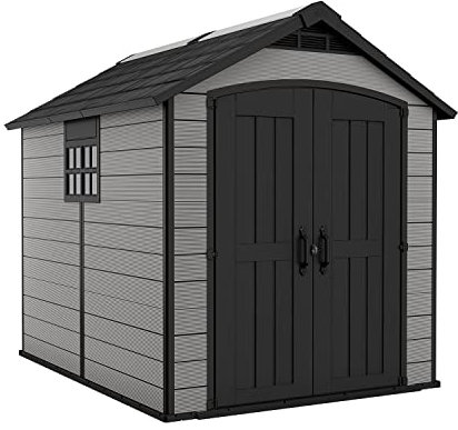 Keter Premier Apex Outdoor Garden Storage Shed Grey 7.5x9 ft