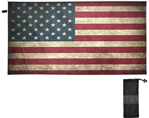YOUJUNER Strandtuch Vintage USA-Flagge groß sandfreie schnell trocknende und leichte Badetuch Strandlaken Sport Handtuch Schwimmen Duschtuch