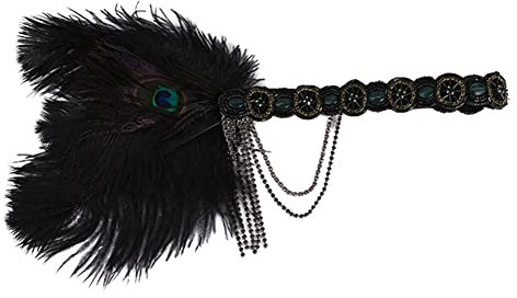 20er Jahre Flapper Pfau Feder Haarband, 1920s Kristall Stirnband Feder Damen, Kopfschmuck 20er Jahre Damen, 20er Jahre Accessoires Damen, Charleston Haarband,Great Gatsby Kostüm Zubehör Kostüm Party