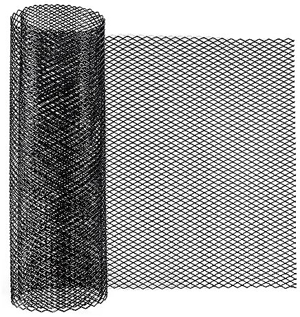 YKUKIZEE Black Car Grill Mesh 100 x 33 cm, Aluminium Cars Bumper Mesh Grill 6x12 mm Hole, Rhombic Car Grille Mesh Aluminum Universal for Radiator Vehicle Opening Body Hood Vent Cars Condenser