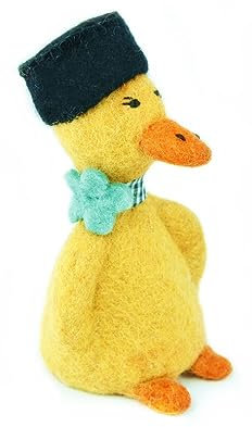 your castle Eierwärmer Ente gelb mit schwarzem Hut u. Blume, handgemacht aus Natur-Filz, fairer Handel, Ostern oder Weihnachten Eier-Warmhalter, ca. 17 cmH