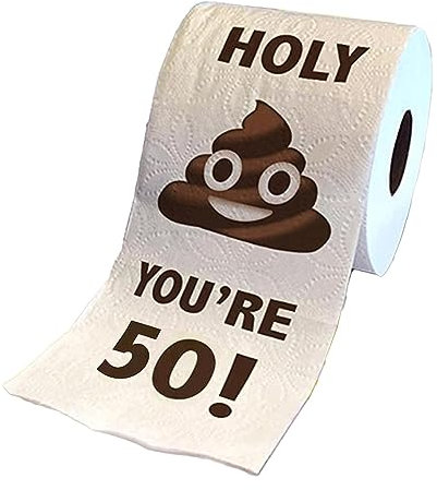 Funny Toilet Paper Roll Birthday Decoration, 30th-60th Birthday Birthday Gifts for Women Men, Families, Friends,Happy Prank Toilet Paper for Home (50th)