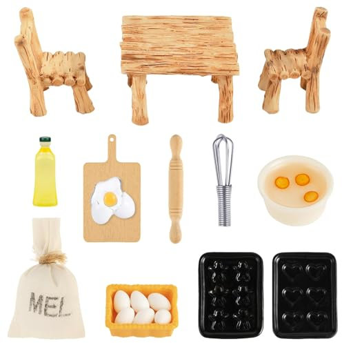 Atuoxing Wichtel Zubehör Weihnachten, Wichtel Baustelle Set, 1/12 Miniatur Puppenhaus Küche Backset Wichtelzubehör für Weihnachten