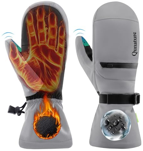 Qunature Skihandschuhe Winddicht Wasserdicht Vollfingerhandschuhe Thermo | Warme Sporthandschuhe mit Touchscreen Handschuhe für Herbst und Winter Skifahren, Eislaufen