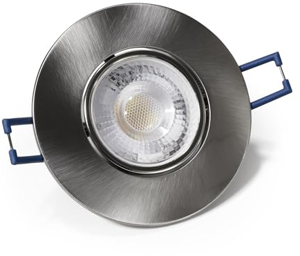 McShine LED Einbauleuchte warmweiß 3000K | EL-313 | silber Rahmen Einbaustrahler 4,5W, schwenkbar, flach geringe Einbautiefe, Beleuchtung 450 Lumen Einbauspot, Ø90x25mm 10 Stück
