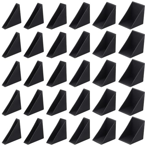 BENECREAT 36 Stück 6 Größen Dreieckschutz, Durchscheinender Kunststoff-Eckenschutz, Abdeckungen Kantenschutz Für Bilderrahmen, Spiegel, Keramikglas, Transparenter Schutz, Schwarz