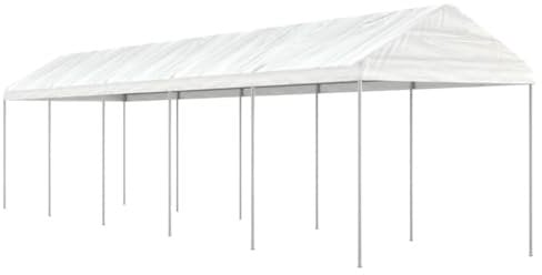 BaraSh Pavillon mit Dach Weiß 11,15x2,28x2,69 m Polyethylen Pergola Pavillion Winterfest