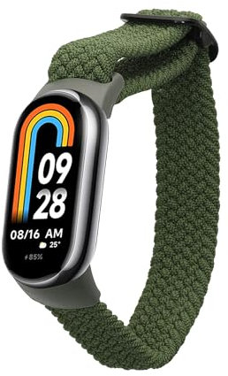 kwmobile Armband kompatibel mit Xiaomi Mi Band 10 / Mi Band 9/8 - Nylon Fitnesstracker Sportarmband Band in Dunkelgrün - Innenmaße von 17 cm