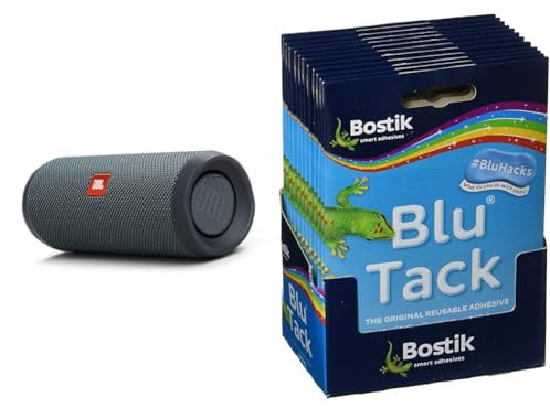 JBL Flip Essential 2 Portable Bluetooth Speaker with Rechargeable Battery & Bostik 24552 Blu-tack Mastic Adhesive Non-toxic Handy Pack Ref 801103 [Pack of 12], Blue