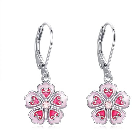 VONALA Blumen-Ohrringe aus 925 Sterling Silber Elegante Kirschblüten Ohrhänger für Damen mit französischem Verschluss
