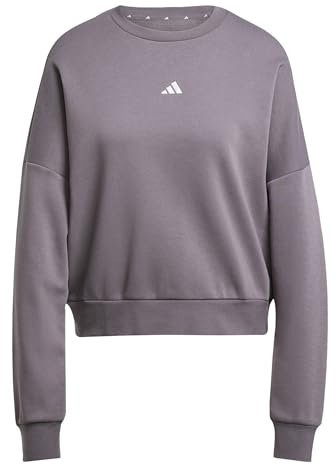 adidas Damen Essentials SMALL Logo Feel Cozy Relaxed FIT Sweatshirt, Grey strata/White, L